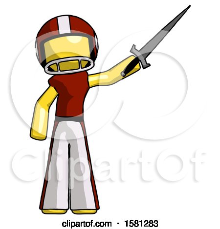 Yellow Football Player Man Holding Sword in the Air Victoriously by Leo Blanchette