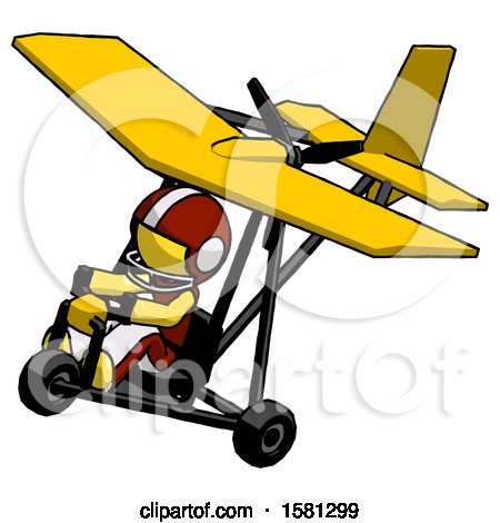 Yellow Football Player Man in Ultralight Aircraft Top Side View by Leo Blanchette