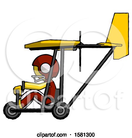 Yellow Football Player Man in Ultralight Aircraft Side View by Leo Blanchette