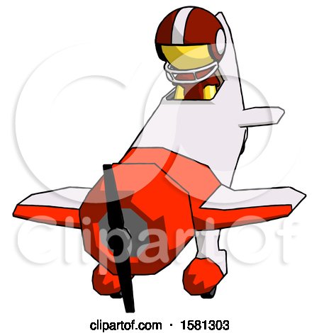 Yellow Football Player Man in Geebee Stunt Plane Descending Front Angle View by Leo Blanchette