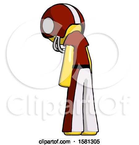 Yellow Football Player Man Depressed with Head Down, Back to Viewer, Left by Leo Blanchette