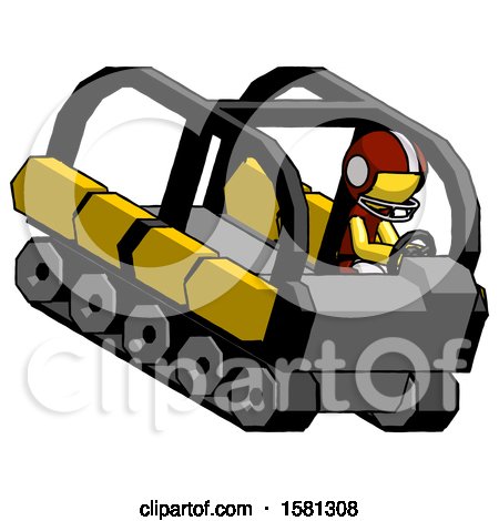 Yellow Football Player Man Driving Amphibious Tracked Vehicle Top Angle View by Leo Blanchette