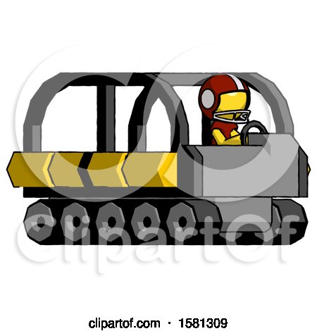 Yellow Football Player Man Driving Amphibious Tracked Vehicle Side Angle View by Leo Blanchette