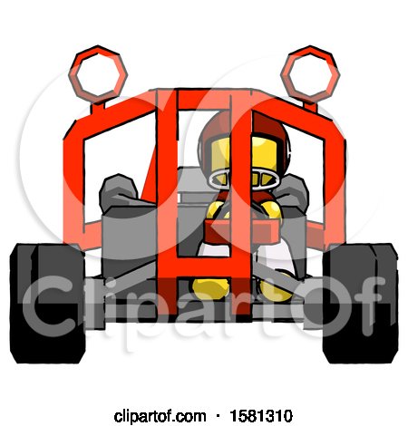 Yellow Football Player Man Riding Sports Buggy Front View by Leo Blanchette