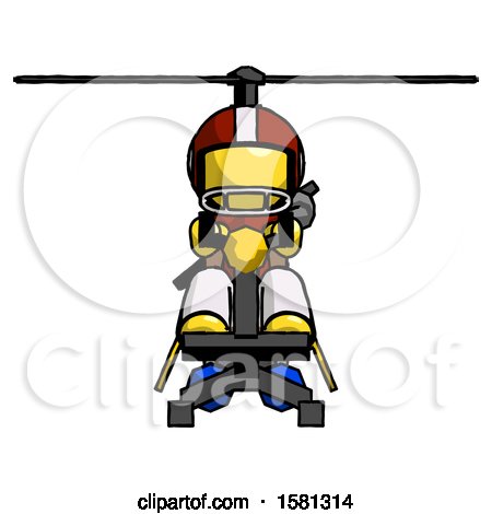 Yellow Football Player Man Flying in Gyrocopter Front View by Leo Blanchette