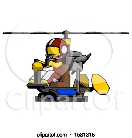 Yellow Football Player Man Flying in Gyrocopter Front Side Angle View by Leo Blanchette