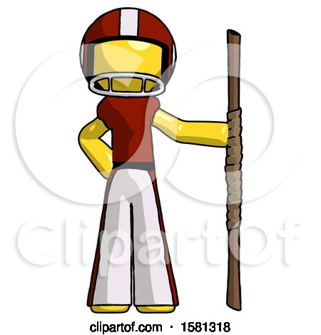Yellow Football Player Man Holding Staff or Bo Staff by Leo Blanchette