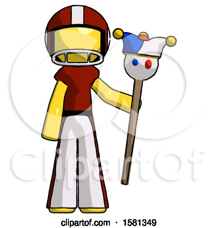 Yellow Football Player Man Holding Jester Staff by Leo Blanchette