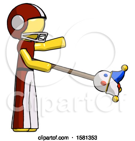 Yellow Football Player Man Holding Jesterstaff - I Dub Thee Foolish Concept by Leo Blanchette