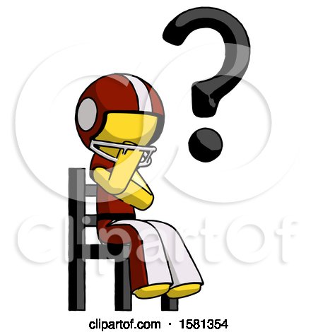 Yellow Football Player Man Question Mark Concept, Sitting on Chair Thinking by Leo Blanchette