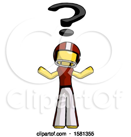 Yellow Football Player Man with Question Mark Above Head, Confused by Leo Blanchette
