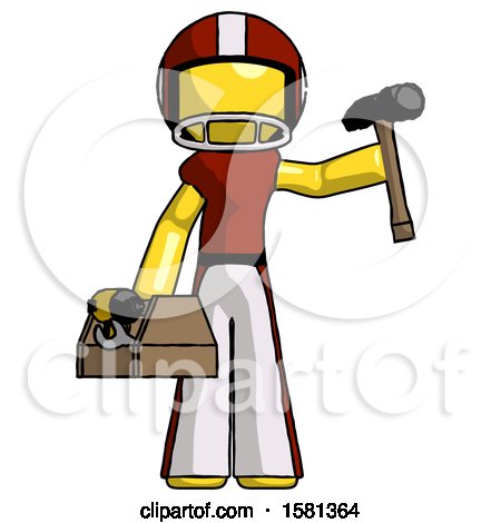 Yellow Football Player Man Holding Tools and Toolchest Ready to Work by Leo Blanchette