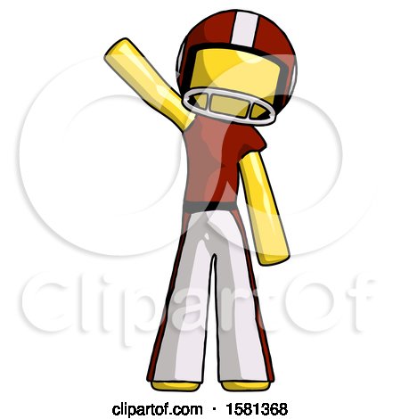 Yellow Football Player Man Waving Emphatically with Right Arm by Leo Blanchette