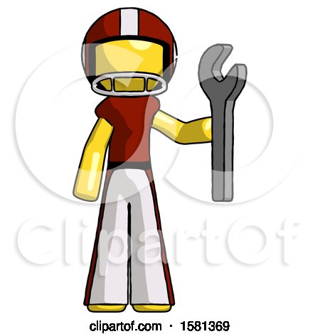 Yellow Football Player Man Holding Wrench Ready to Repair or Work by Leo Blanchette