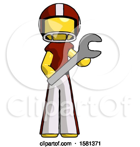 Yellow Football Player Man Holding Large Wrench with Both Hands by Leo Blanchette