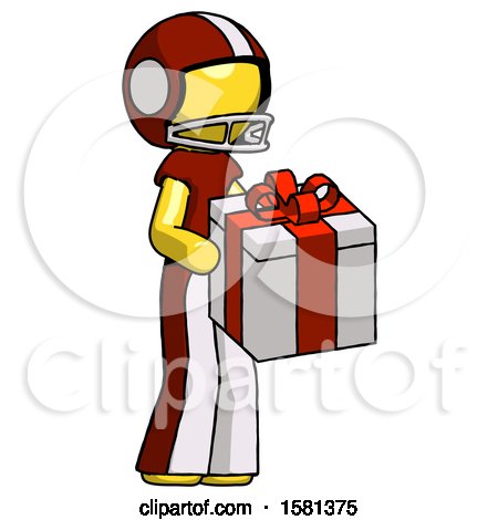 Yellow Football Player Man Giving a Present by Leo Blanchette