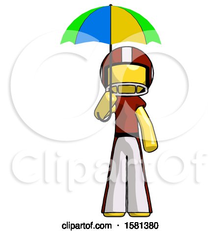 Yellow Football Player Man Holding Umbrella Rainbow Colored by Leo Blanchette