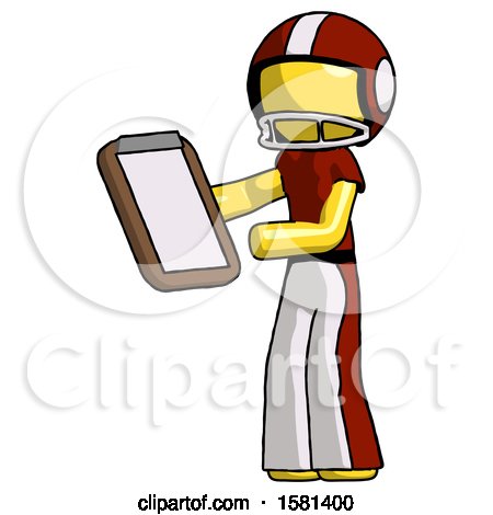Yellow Football Player Man Reviewing Stuff on Clipboard by Leo Blanchette