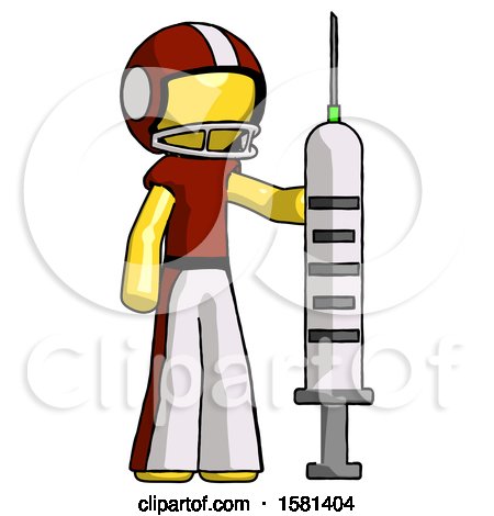 Yellow Football Player Man Holding Large Syringe by Leo Blanchette