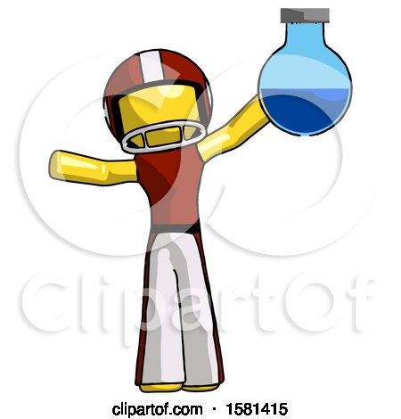 Yellow Football Player Man Holding Large Round Flask or Beaker by Leo Blanchette