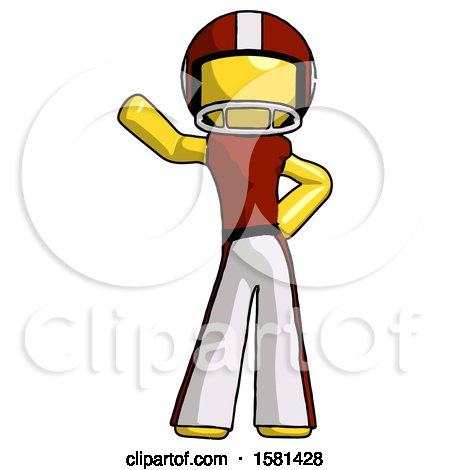 Yellow Football Player Man Waving Right Arm with Hand on Hip by Leo Blanchette