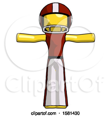 Yellow Football Player Man T-Pose Arms up Standing by Leo Blanchette