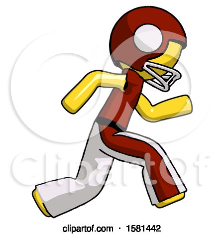 Yellow Football Player Man Running Fast Right by Leo Blanchette