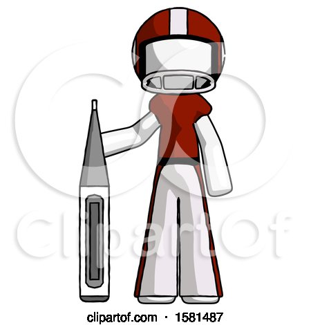 White Football Player Man Standing with Large Thermometer by Leo Blanchette