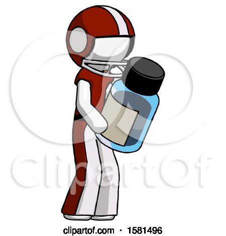 White Football Player Man Holding Glass Medicine Bottle by Leo Blanchette