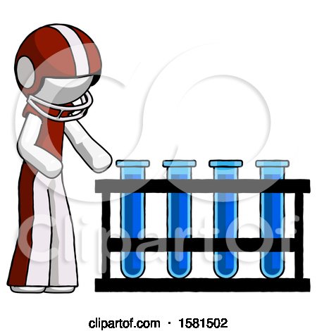 White Football Player Man Using Test Tubes or Vials on Rack by Leo Blanchette
