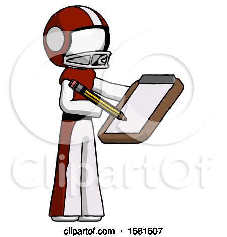 White Football Player Man Using Clipboard and Pencil by Leo Blanchette