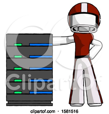 White Football Player Man with Server Rack Leaning Confidently Against It by Leo Blanchette