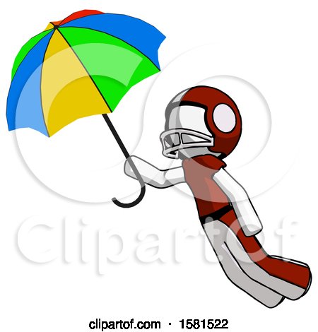 White Football Player Man Flying with Rainbow Colored Umbrella by Leo Blanchette