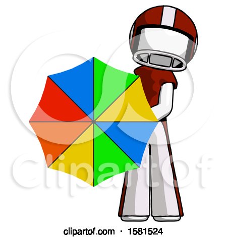 White Football Player Man Holding Rainbow Umbrella out to Viewer by Leo Blanchette