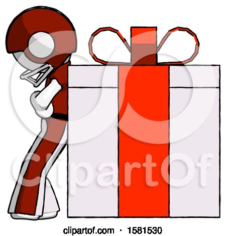 White Football Player Man Gift Concept - Leaning Against Large Present by Leo Blanchette