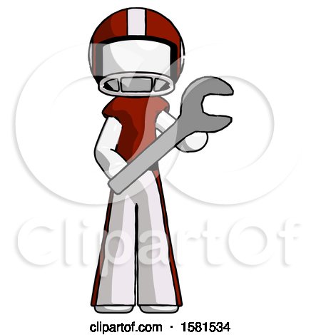 White Football Player Man Holding Large Wrench with Both Hands by Leo Blanchette