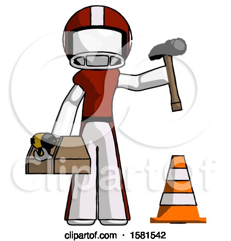 White Football Player Man Under Construction Concept, Traffic Cone and Tools by Leo Blanchette