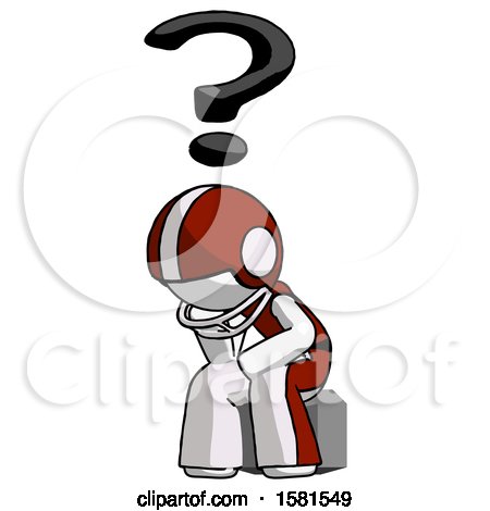 White Football Player Man Thinker Question Mark Concept by Leo Blanchette