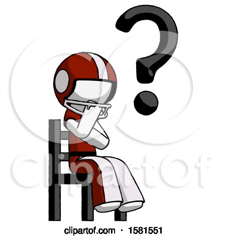 White Football Player Man Question Mark Concept, Sitting on Chair Thinking by Leo Blanchette