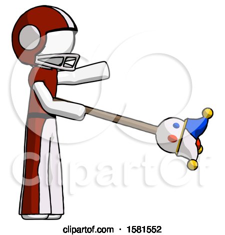White Football Player Man Holding Jesterstaff - I Dub Thee Foolish Concept by Leo Blanchette