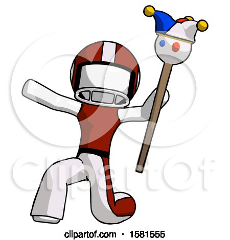 White Football Player Man Holding Jester Staff Posing Charismatically by Leo Blanchette