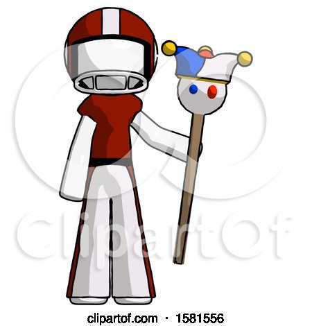 White Football Player Man Holding Jester Staff by Leo Blanchette