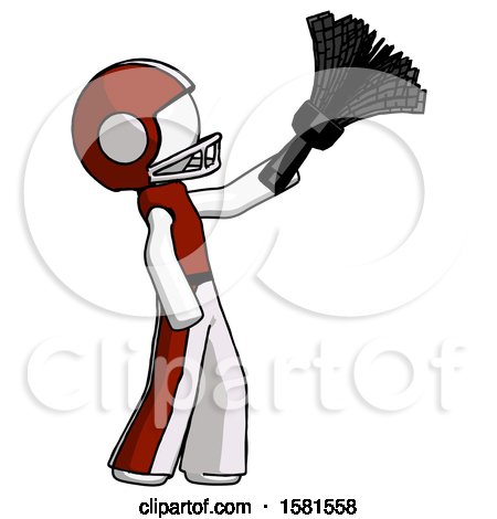 White Football Player Man Dusting with Feather Duster Upwards by Leo Blanchette
