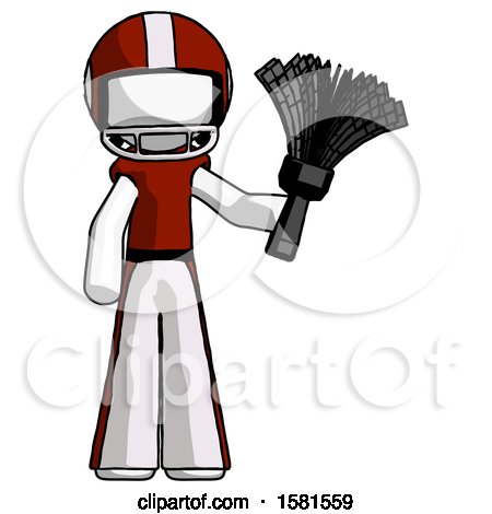 White Football Player Man Holding Feather Duster Facing Forward by Leo Blanchette