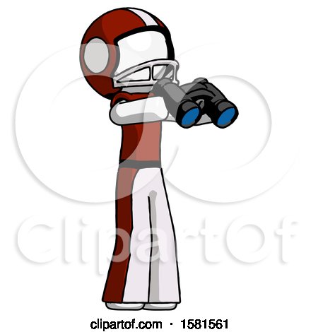 White Football Player Man Holding Binoculars Ready to Look Right by Leo Blanchette