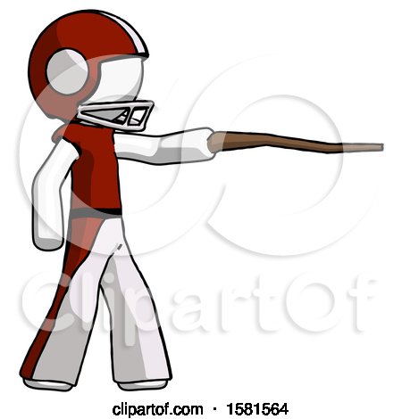 White Football Player Man Pointing with Hiking Stick by Leo Blanchette