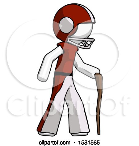 White Football Player Man Walking with Hiking Stick by Leo Blanchette