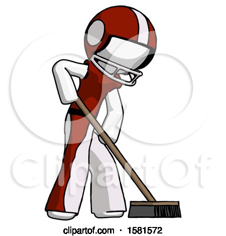 White Football Player Man Cleaning Services Janitor Sweeping Side View by Leo Blanchette