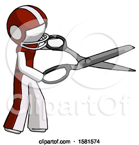 White Football Player Man Holding Giant Scissors Cutting out Something by Leo Blanchette