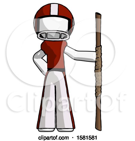 White Football Player Man Holding Staff or Bo Staff by Leo Blanchette